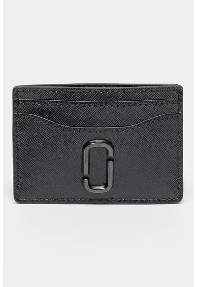 Portcart de piele cu logo metalic The Utility - Negru