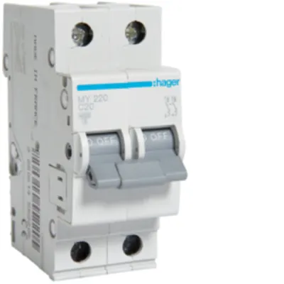Disjunctor 2P, 20A, 4,5kA, C, 2M