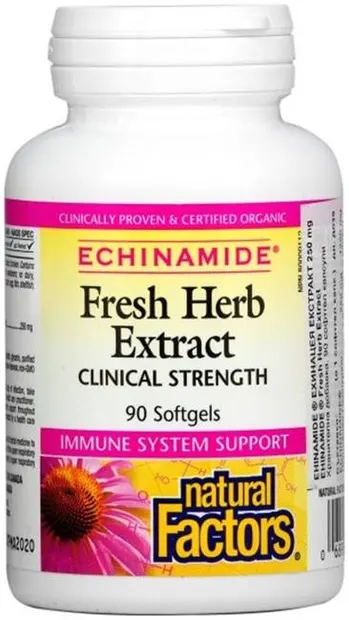 Echinamide Fresh Herb Extract, 90 capsule gelatinoase moi, Natural Factors