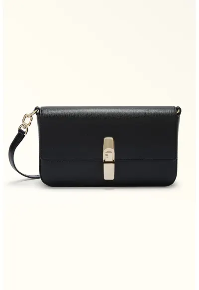 Geanta crossbody din piele cu clapa Iride - Negru