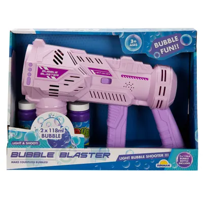 Pistol de facut baloane cu lumini si sunete, Bubble Blaster, Roz, 236 ml
