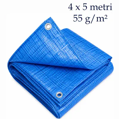 Prelata multifunctionala 4x5 m, 55 g/mp, pentru uz casnic si profesional, albastra