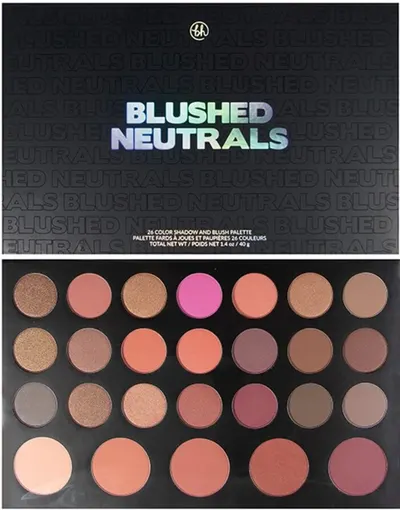 BH Cosmetics - Paletă de farduri și blush Neutral Blushed, 26 culori