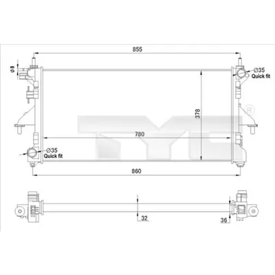 Radiator, racire motor TYC 709-0028-R