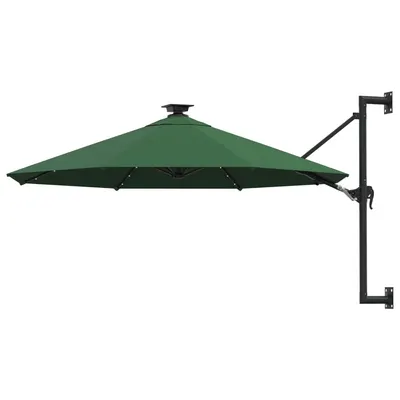 Gossi umbrela de soare montata pe perete cu led-uri, verde, 300 cm