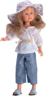 Papusa Asi - Celia, cu blugi si palarie de vara, 30 cm