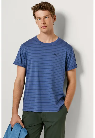 Tricou cu dungi Jacko - Albastru ultramarin/Albastru paun