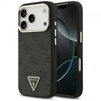Husa MagSafe pentru Apple iPhone 17 Pro, Guess, 4G Triangle Logo, Neagra Aurie