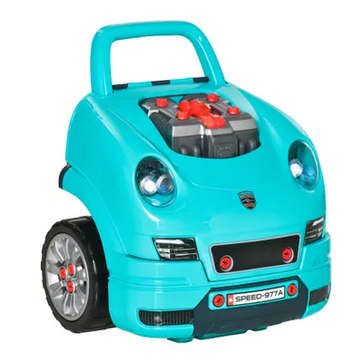 HOMCOM Atelier Reparații Jucărie, Camion cu Motor și 61 Accesorii pentru Copii, cu Roți și Mâner, 40x39x47 cm, Albastru | Aosom Romania