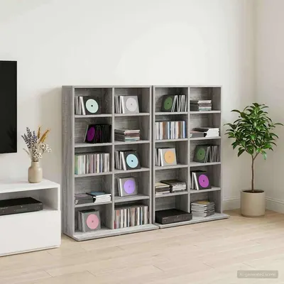 vidaXL Dulap pentru CD-uri 2 buc. Sonoma gri 65 x 23,5 x 97,5 cm