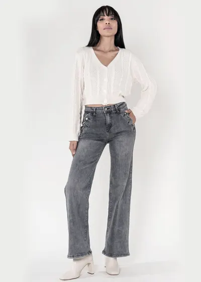 Blugi Dama Evazati Nina Carter Gri inchis P195-17A M10