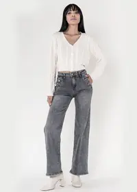 Blugi Dama Evazati Nina Carter Gri inchis P195-17A M10