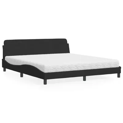vidaXL Pat cu saltea, Dover, negru, 180x200 cm, catifea