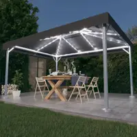 Gossi pavilion cu perdele& lumini led,antracit,400x300cm aluminiu