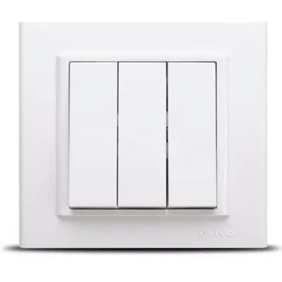 Intrerupator Triplu ST Mina Ovivo OV00429, 10A, 250V, IP20, Natural alb