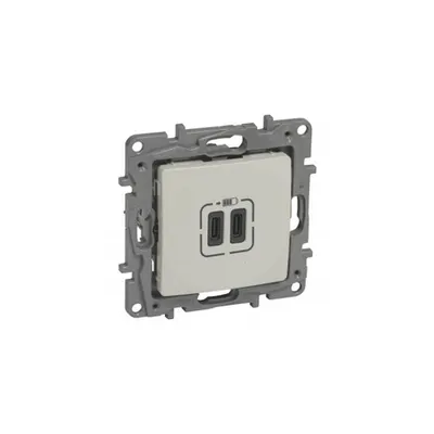 Double USB Type C+C charging prizas Niloé - 2 module - ivory