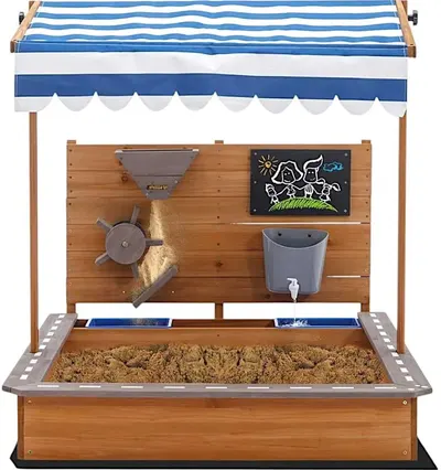 Cutie cu nisip din lemn Ginger Home - Cu acoperiș reglabil și accesorii