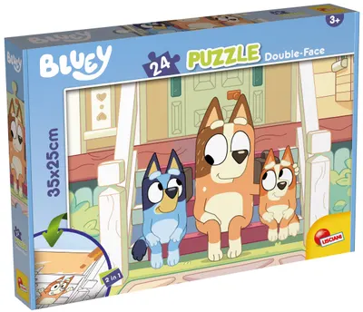 Puzzle cu două fețe Lisciani de colorat din 24 piese - Familia lui Bluey