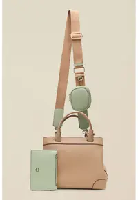 Geanta de mana cu etui detasabil - Bej/Mint