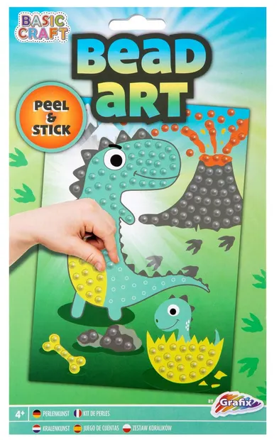 Carte de colorat cu mărgele Grafix - Dinosaur, A5