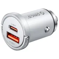 Incarcator Auto Orico MiniRing Pro, 45W, 3A, 1 x USB-A - 1 x USB-C, Argintiu
