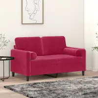 vidaXL Perne decorative, 2 buc., roșu vin, Ø15x50 cm, catifea