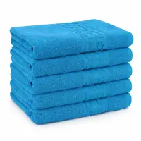 Set 5 prosoape medii 50x90cm, din 100% bumbac pakistanez, 500g, Bleu