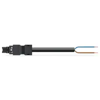 pre-assembled connecting cable; Eca; Socket/open-ended; 2-pole; Cod. A; H05VV-F 2 x 1.5 mm²; 2 m; 1,50 mm²; black