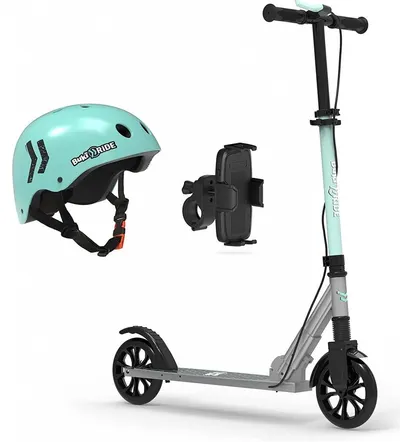 Trotinetă mecanică Buki Ride - Menta, cu accesorii, roti 180 mm