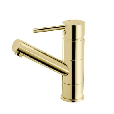 Baterie pentru lavoar cu ventil click-clack inclus, auriu lucios, FDesign Flusso