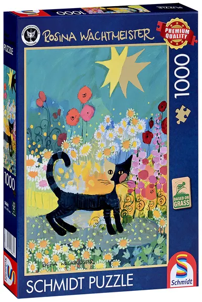 Puzzle Schmidt din 1000 piese - Pisică într-o mare de flori