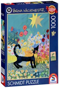Puzzle Schmidt din 1000 piese - Pisică într-o mare de flori