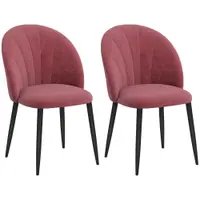 Homcom Set 2 Scaune de Sufragerie din Catifea, Capitonate, Elegante pentru Salon, 52x54x79 cm, Roșu | Aosom Romania