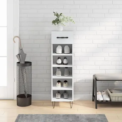 vidaXL Pantofar, alb, 30x35x105 cm, lemn compozit