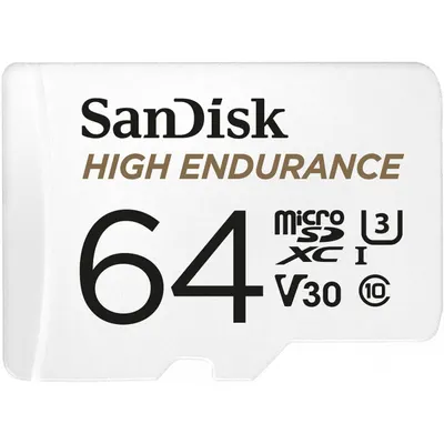 Card Memorie microSDXC SanDisk High Endurance, 64Gb, Clasa 10 / UHS-1 U3, Cu Adaptor SDSQQNR-064G-GN6IA