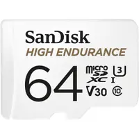 Card Memorie microSDXC SanDisk High Endurance, 64Gb, Clasa 10 / UHS-1 U3, Cu Adaptor SDSQQNR-064G-GN6IA