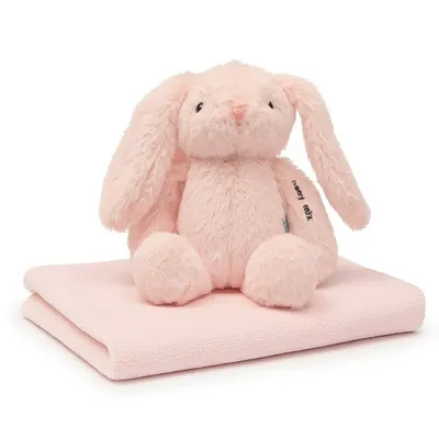 Set cadou iepuras roz cu prosop, Baby Mix, In cutie de carton, Pink