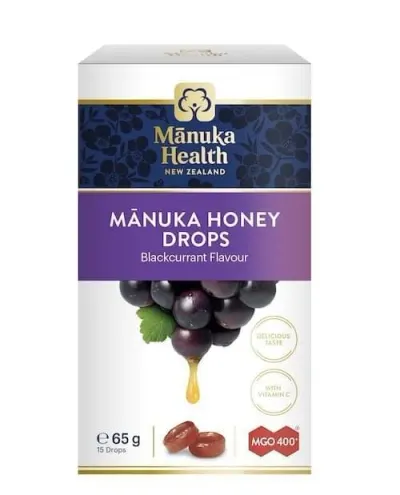 Bomboane dropsuri cu miere de Manuka MGO 400+ si Vitamina C (65g) (aroma coacaze)