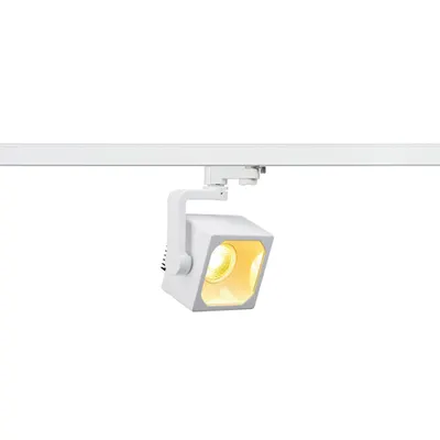Iluminat decorativ pe sina, Melodii CUBE EURO, pata alba pentru 240V track 3 faze, LED, 3000K, alb, 90 °, incl. adaptor 3 faze
