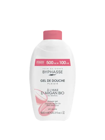 Gel de dus cu ulei de argan organic Plaisir, 600ml, Byphasse