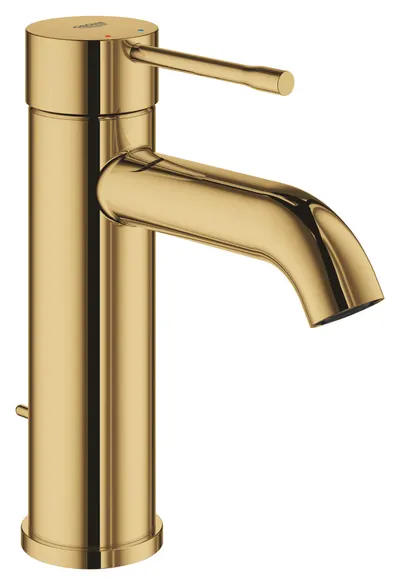Baterie lavoar Grohe Essence 24171GL1, 3/8 inch, marimea S, monocomanda, cartus ceramic, ventil cu tija, lucios, Cool sunrise