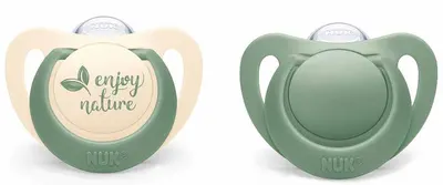 NUK for Nature Suzete din silicon - Verde, 18-36 luni, 2 bucăți