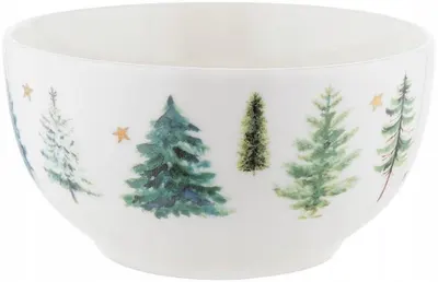 Bol de porțelan pentru salată de Crăciun Florina - Iarnă, 13 cm