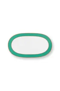 Platou oval, din porțelan, colecția Pip Chique, Gold-Green, 28x16x2cm, Pip Studio