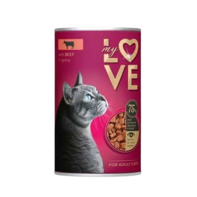 MY LOVE, Vită, conservă hrană umedă pisici, (în sos), 415g