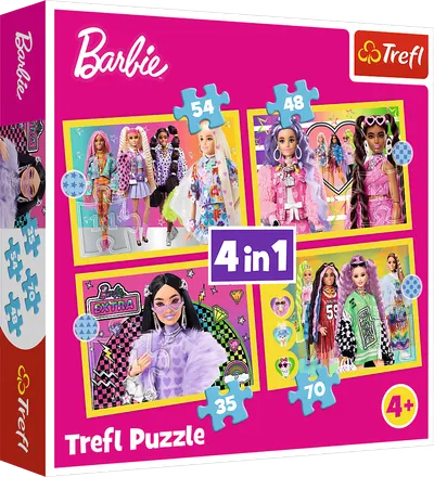 Puzzle Trefl 4 în 1 - Lumea fericită a lui Barbie