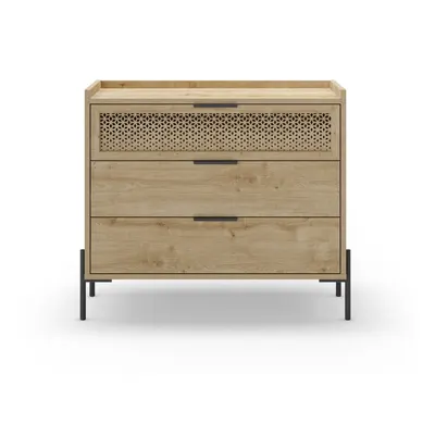 Comodă în culoare naturală joasă cu aspect de lemn de stejar 90x80 cm Inca – Marckeric