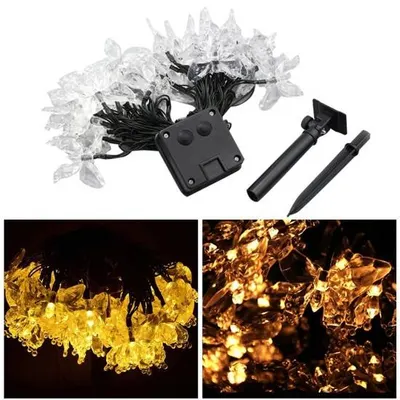 Instalatie solara 50 LED fluturi Fairy, alb cald