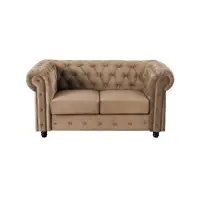 Canapea fixa CHESTERFIELD, 2 locuri, cu arcuri, bej, 168x90x80 cm