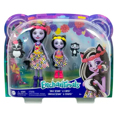 Set de păpuși Enchantimals - Sage &amp; Sabella Skunk, 4 piese